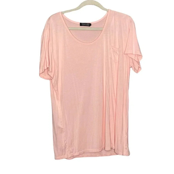 Amaryllis Women’s Pink Short Sleeve Pocket Shirt Size Large / Modal Stretch - Picture 1 of 6
